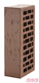Кирпич лицевой пустотелый тёмно-коричневый 1NF рустик